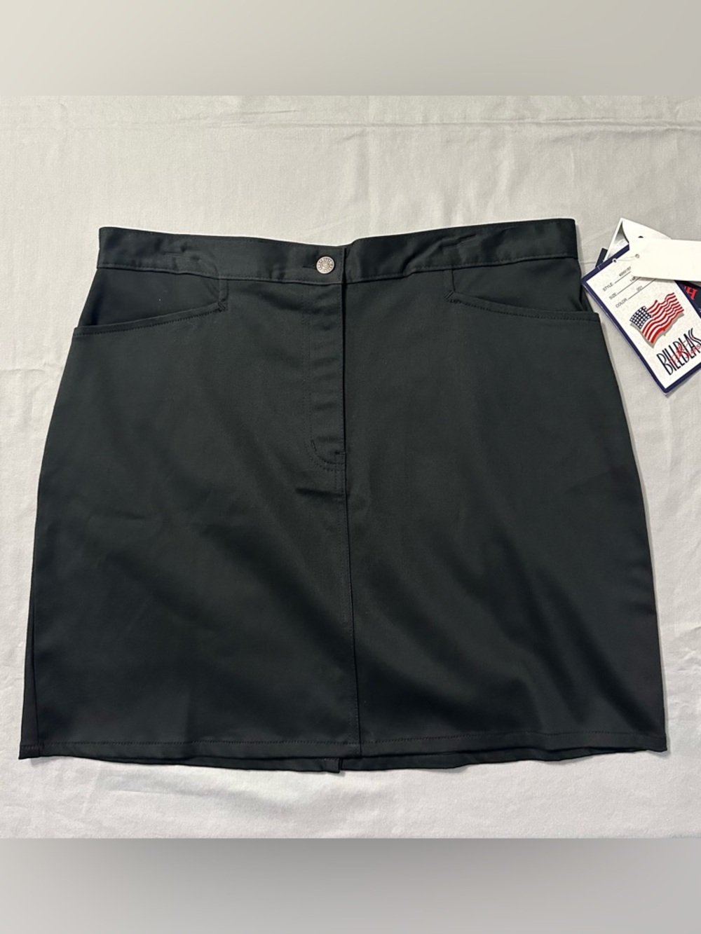 VTG 90s Bill Blass Petite Jeans Black Skirt 16P Stretch Cotton Mini Pencil Skirt